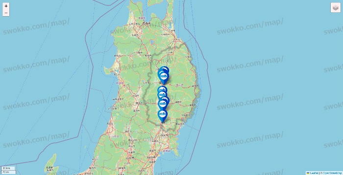 岩手県のウエルシア系の店舗地図
