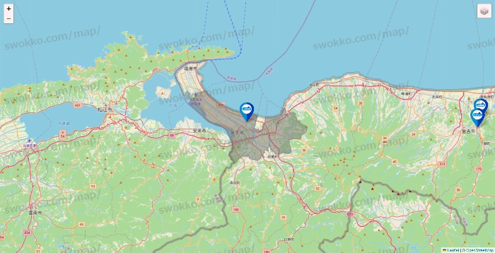鳥取県のウエルシア系の店舗地図