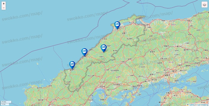 島根県のウエルシア系の店舗地図