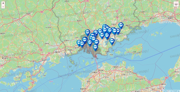 岡山県のウエルシア系の店舗地図