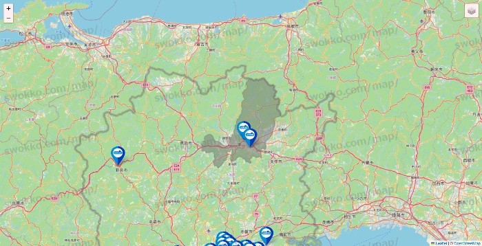 岡山県のウエルシア系の店舗地図