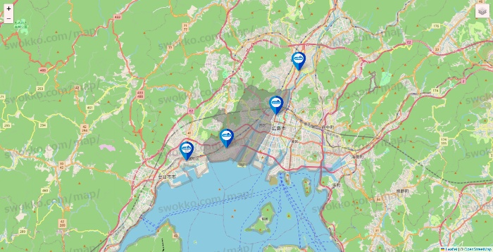 広島県のウエルシア系の店舗地図