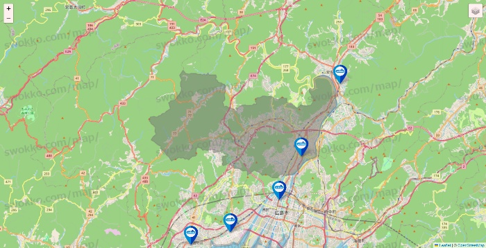 広島県のウエルシア系の店舗地図