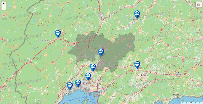 広島県のウエルシア系の店舗地図