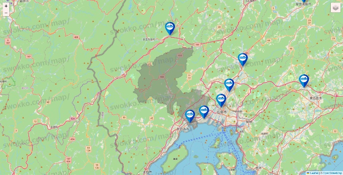 広島県のウエルシア系の店舗地図