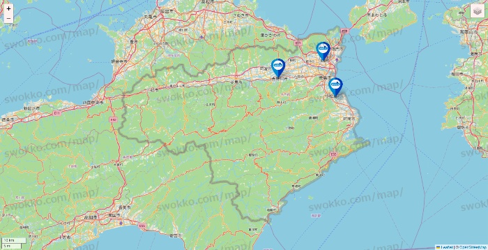 徳島県のウエルシア系の店舗地図