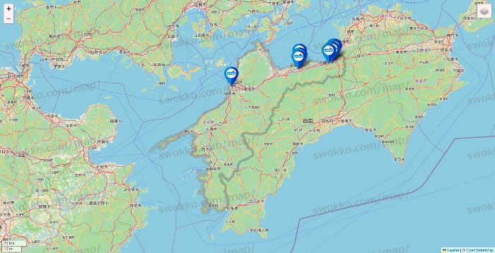 愛媛県のウエルシア系の店舗地図