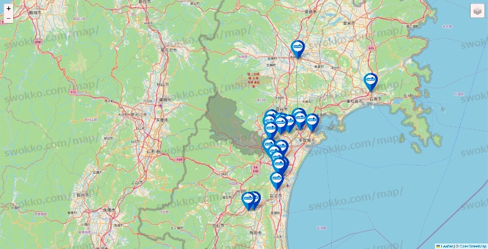 宮城県のウエルシア系の店舗地図