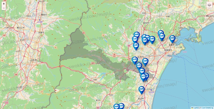 宮城県のウエルシア系の店舗地図