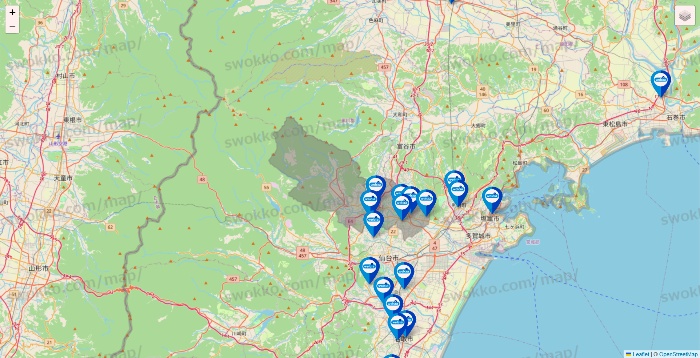 宮城県のウエルシア系の店舗地図