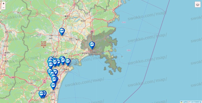 宮城県のウエルシア系の店舗地図