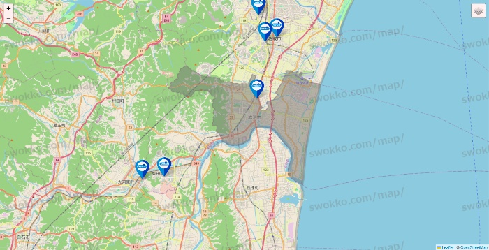 宮城県のウエルシア系の店舗地図