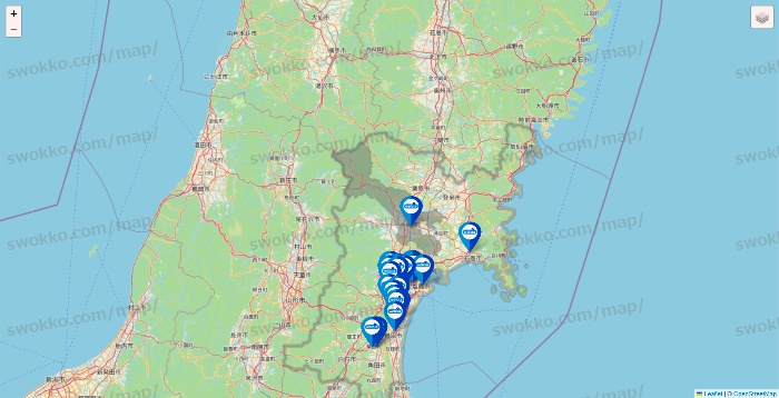 宮城県のウエルシア系の店舗地図