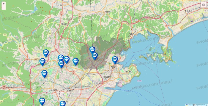 宮城県のウエルシア系の店舗地図