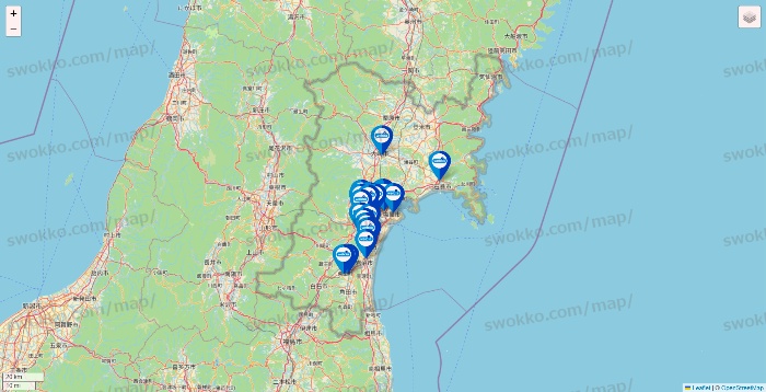 宮城県のウエルシア系の店舗地図