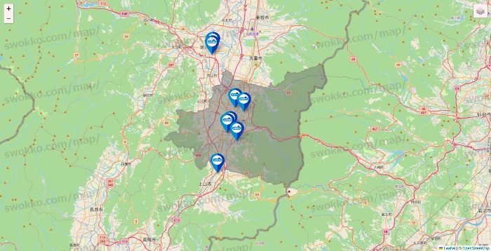 山形県のウエルシア系の店舗地図