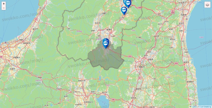 山形県のウエルシア系の店舗地図