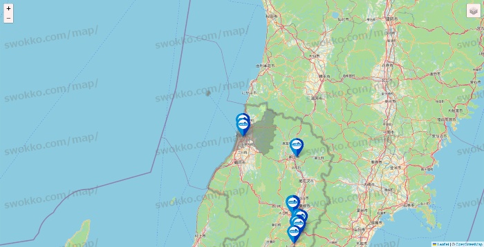 山形県のウエルシア系の店舗地図