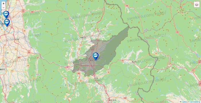 山形県のウエルシア系の店舗地図