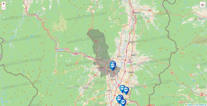 山形県のウエルシア系の店舗地図