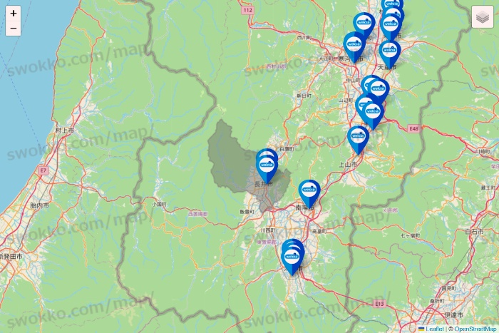 山形県のウエルシア系の店舗地図
