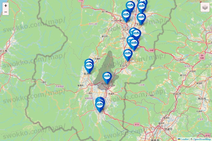 山形県のウエルシア系の店舗地図