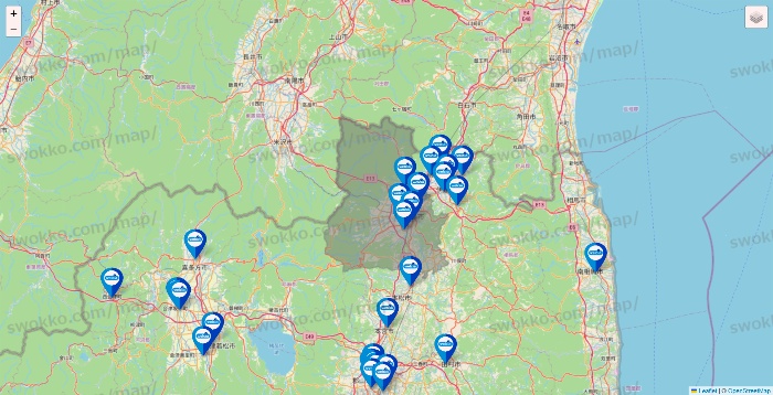 福島県のウエルシア系の店舗地図