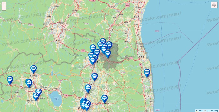 福島県のウエルシア系の店舗地図
