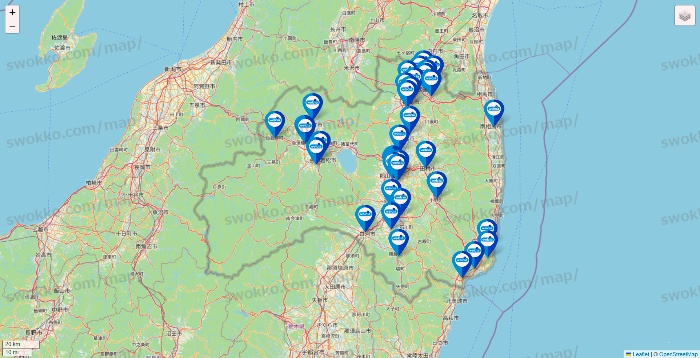 福島県のウエルシア系の店舗地図