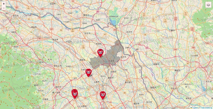 埼玉県のウェンディーズ（Wendy’s）の店舗地図