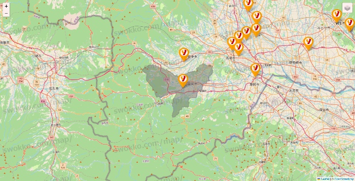 群馬県のヤオコーの店舗地図
