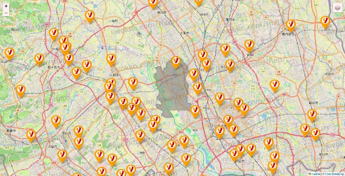 埼玉県のヤオコーの店舗地図