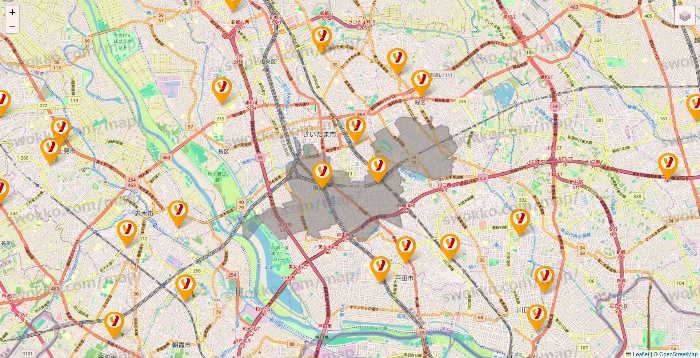 埼玉県のヤオコーの店舗地図