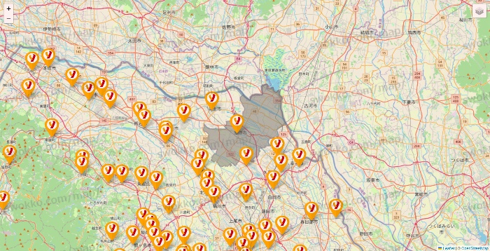埼玉県のヤオコーの店舗地図