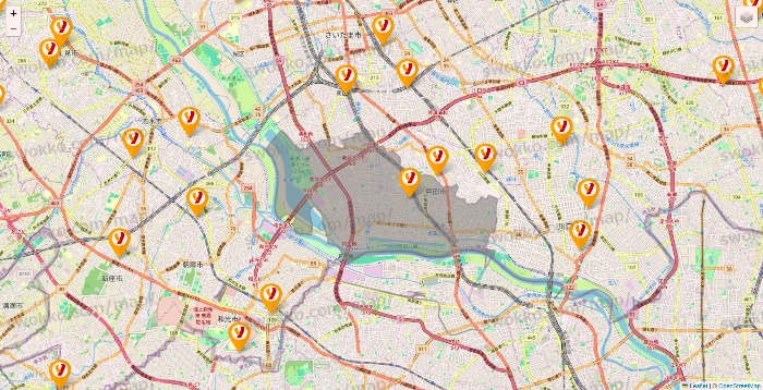 埼玉県のヤオコーの店舗地図