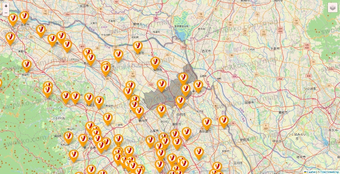 埼玉県のヤオコーの店舗地図