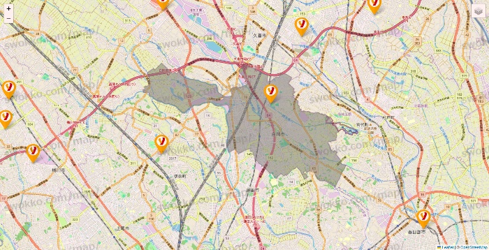埼玉県のヤオコーの店舗地図