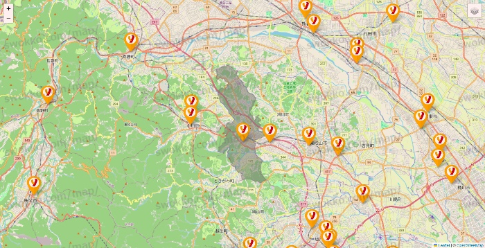 埼玉県のヤオコーの店舗地図