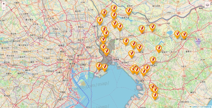 千葉県のヤオコーの店舗地図