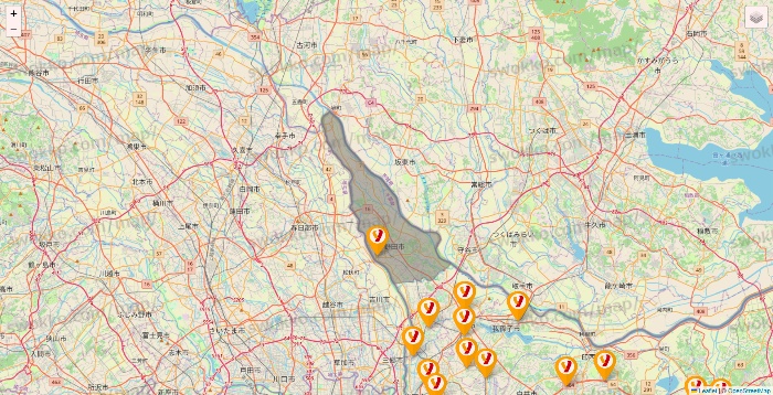 千葉県のヤオコーの店舗地図