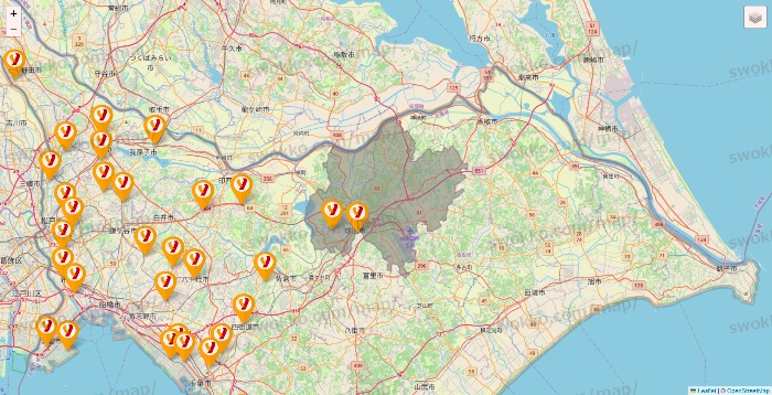 千葉県のヤオコーの店舗地図