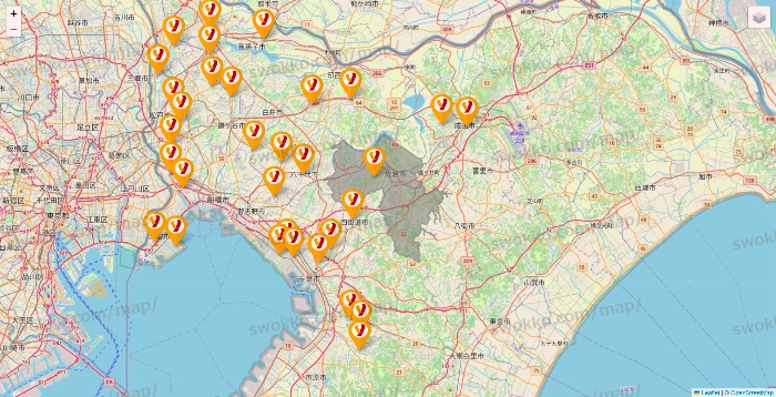 千葉県のヤオコーの店舗地図