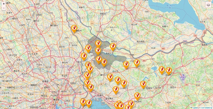 千葉県のヤオコーの店舗地図