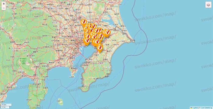 千葉県のヤオコーの店舗地図