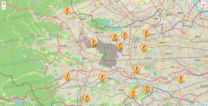 東京都のヤオコーの店舗地図