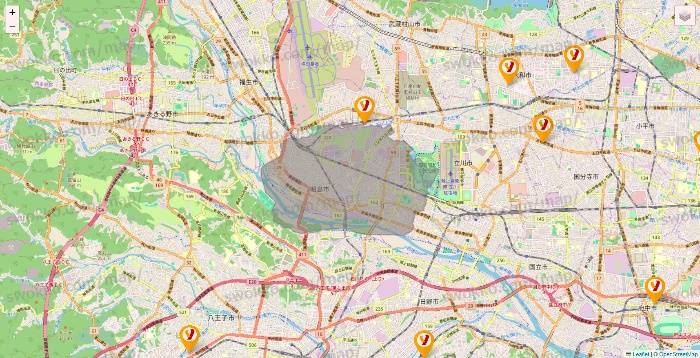 東京都のヤオコーの店舗地図