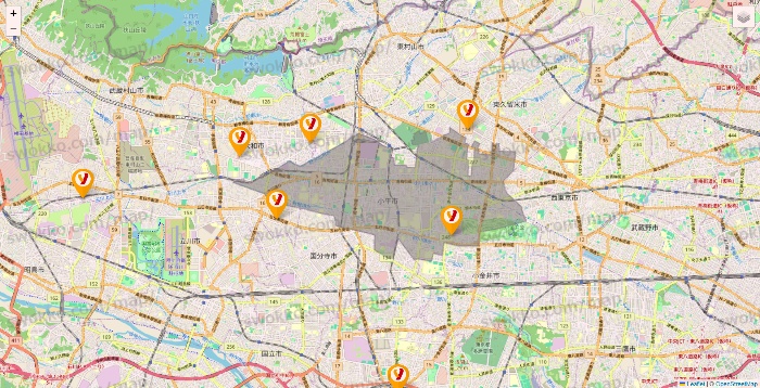 東京都のヤオコーの店舗地図