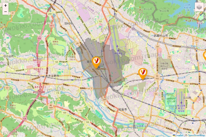 東京都のヤオコーの店舗地図