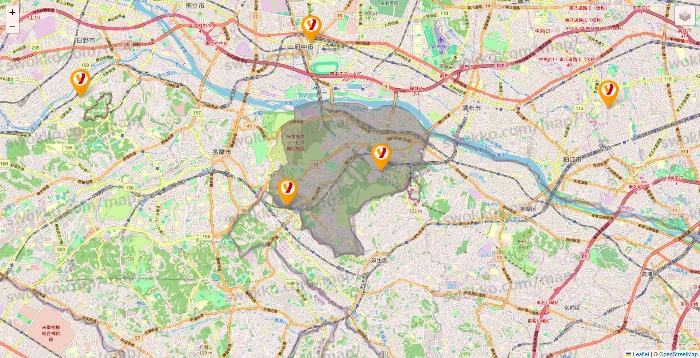 東京都のヤオコーの店舗地図