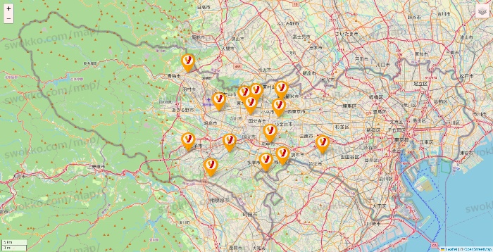 東京都のヤオコーの店舗地図